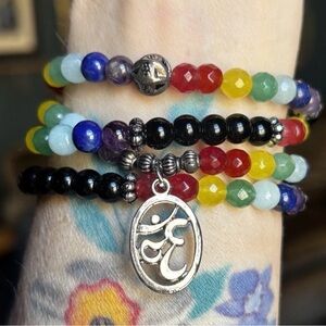 Multicolor Beaded Bracelet with Silver Charm NEW- no tags